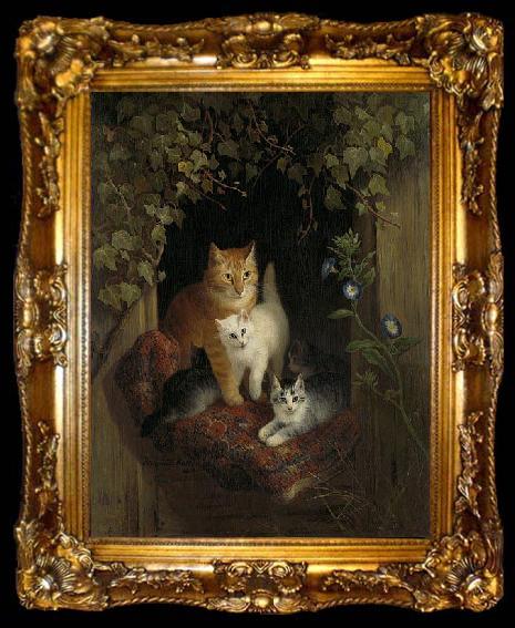 framed  Henriette Ronner-Knip Cat with Kittens, ta009-2